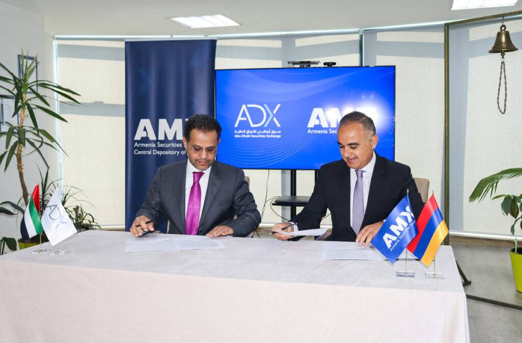 Հայաստանի ֆոնդային բորսան և Աբու Դաբիի ֆոնդային բորսան փոխըմբռնման հուշագիր են ստորագրել 1 Հայաստանի ֆոնդային բորսան և Աբու Դաբիի ֆոնդային բորսան փոխըմբռնման հուշագիր են ստորագրել