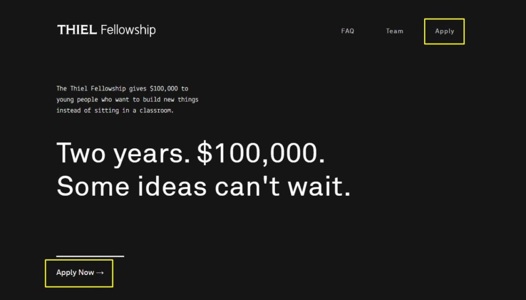Thiel Fellowship-ը 100000$ կտրամադրի երիտասարդ ստարտափերներն